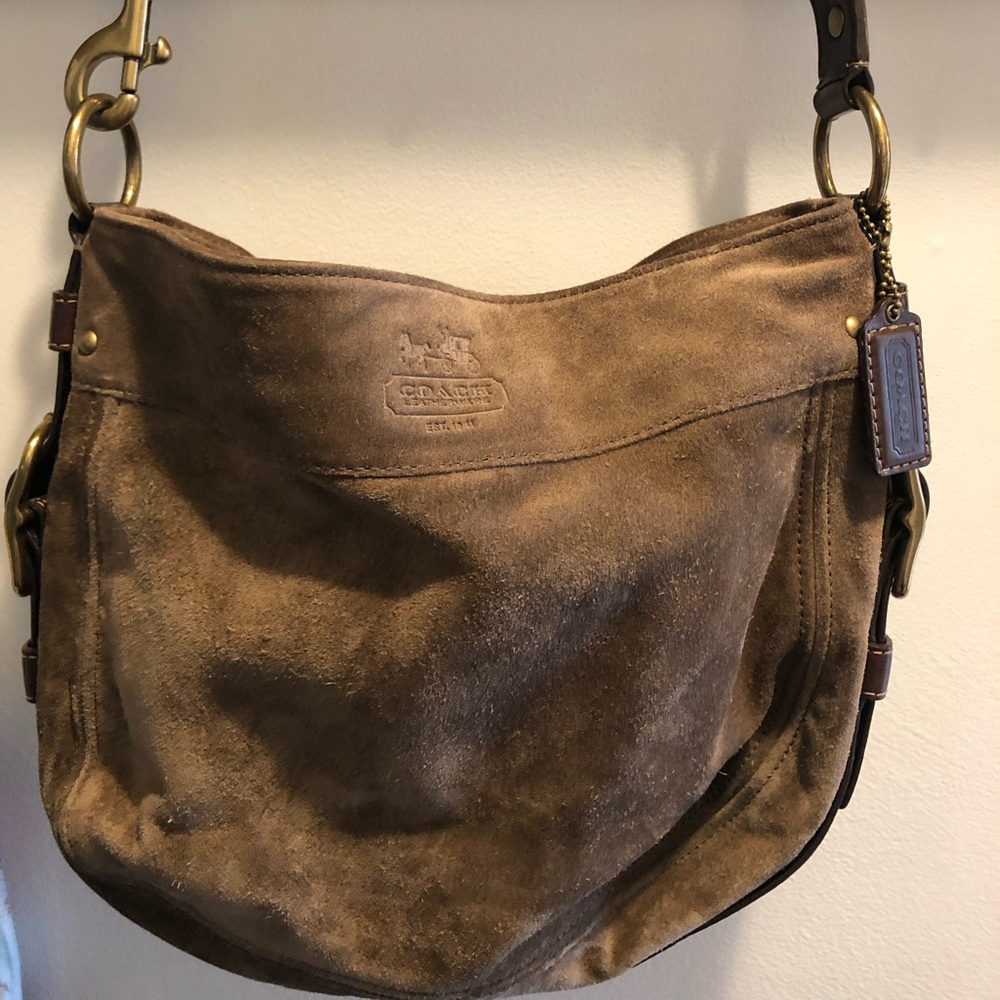 Coach Zoe Suede Hobo Bag- Taupe